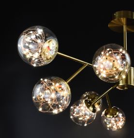 Люстра світлодіодна стельова LED світильник для квартири на стелю лед 26479 Латунь 42-72х110х110 см.