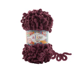 Пряжа ALIZE PUFFY FINE 956 фіолетовий алізе пуфі файн фантазійна нитка плюшева