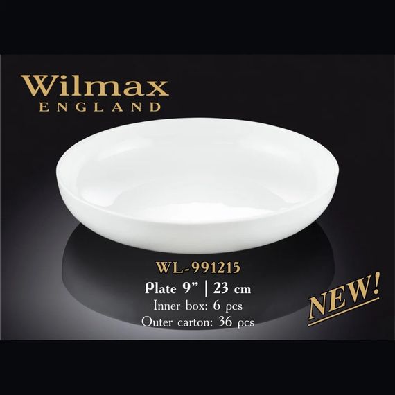 Тарілка обідня порцелянова Wilmax WL-991215 кругла 23 см їдальня біла | Зображення 1