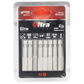 Набір біт Ultra HEX 8×50мм ¼" 8шт S2 (блістер) 4015122
