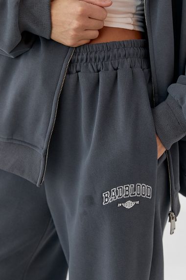 Зимовий спортивний костюм з написами - темно-сірий цвет, S/M (є розміри) | Зображення 3