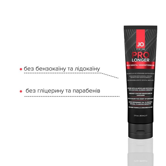 Пролонгер гель JO Prolonger Gel (60 мл) з олією перцевої м’яти, гвоздикового перцю та пачулів | Зображення 2
