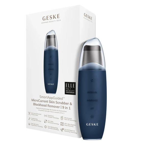 Мікрострумовий скрабер для шкіри та усунення чорних точок GESKE MicroCurrent Skin Scrubber&Blackhead Remover 9в1 magenta, Синій