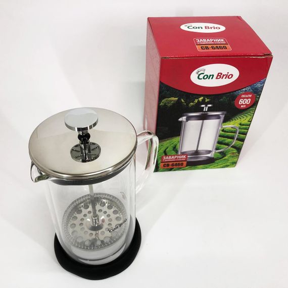 Френч-прес із подвійними стінками Con Brio CB-6460 600 мл, Френч-прес для міцної кави китайський заварник | Зображення 4