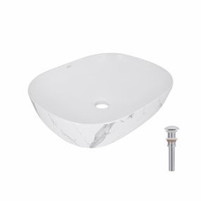 Раковина накладная Qtap Aquarius 470x380x120 мм, Marble, прямоугольная, с донным клапаном QTAQA188MR49782