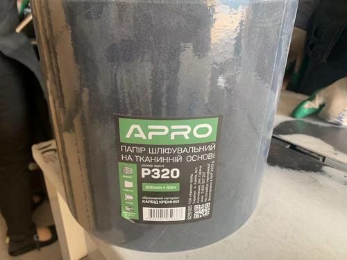 Бумага шлифовальный тканевый рулон (карбид кремния) 200мм*50м P320 APRO
