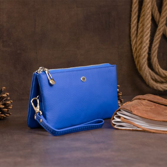 Вместительный клатч из двух частей женский ST Leather 19252 Синий | Зображення 5