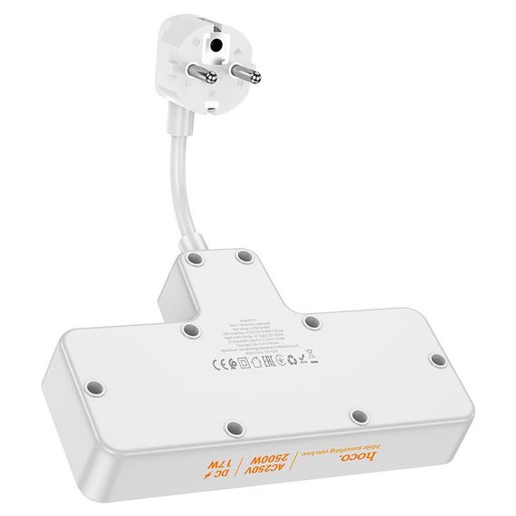 Мережевий фільтр HOCO AC11A на 2 розетки + 3 USB + USB-C, 17W, кабель 1, 5 м | Зображення 3