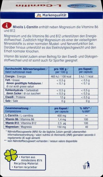Капсулы Миволиса Mivolis L-Карнитин 400 мг. L-Карнитин | Зображення 2