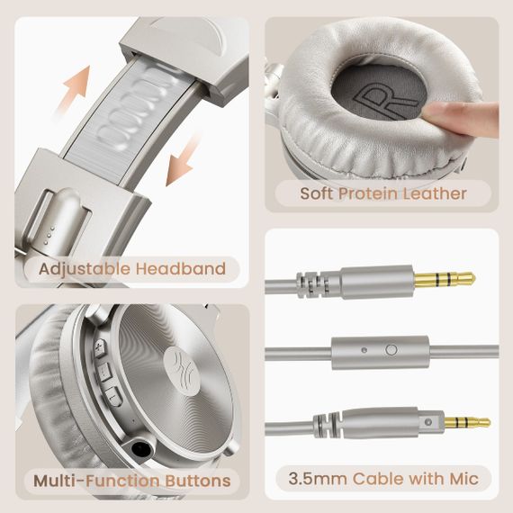 Гарнітура OneOdio Studio Pro C, Bluetooth+3,5мм, Silver | Зображення 1