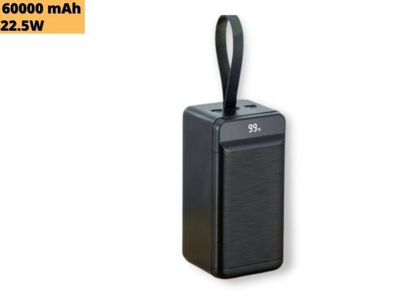Павербанк зовнішній акумулятор XPRO PR159 60000 mAh QC22.5W PD20W з індикацією зарядки та ліхтариком чорний (32740-01) | Зображення 1