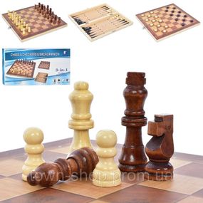 Набор настольных игр "Шахматы, нарды, шашки 3 в 1" W6628 деревянные