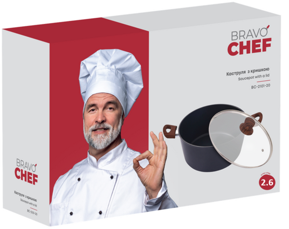Каструля Bravo Chef класична 20 см (2.6 л) з кришкою | Зображення 6