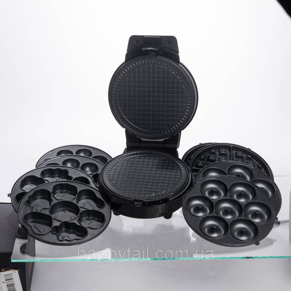 Мультипекарь Sokany SK-08105 5 в 1 600 Вт с антипригарными панелями: для вафель, коржей, пончиков, орешков, фигурного печенья | Зображення 5