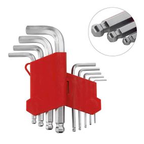 Набір ключів Г-подібних шестигранних з шаровим наконечником 9 од., 1.5-10 мм, Cr-V, Small INTERTOOL HT-0605