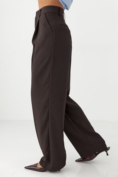 Класичні жіночі штани-палаццо зі складками - коричневий цвет, 38р (є розміри) | Зображення 4