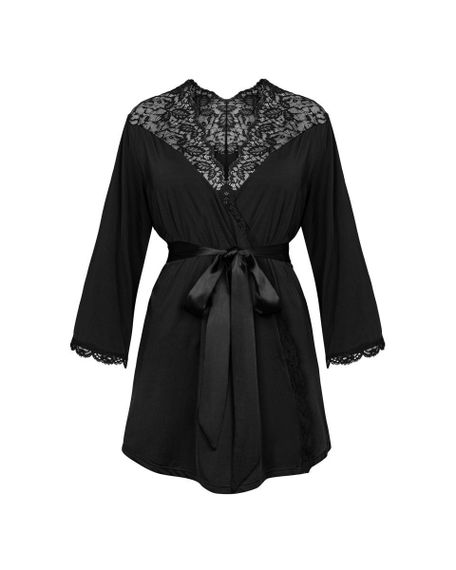 Халат чорний Obsessive Bellastia peignoir XS/S | Зображення 4