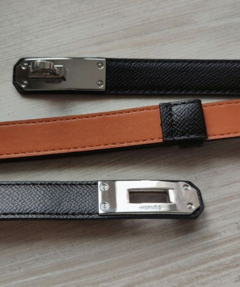 Трендовий шкіряний вузький ремінь Hermes black | Зображення 3
