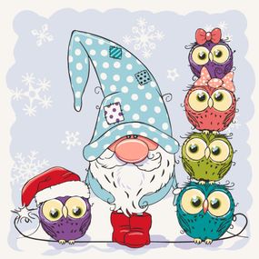 Розпис на полотні "Гномік із совами" Art Craft 15556-AC 30х30 см