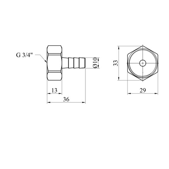 Штуцер LexLine 3/4" РВ, D=10 мм латунный УК0003-0 | Зображення 1
