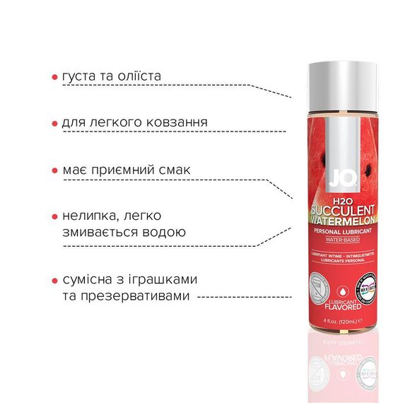 Змазка на водній основі System JO H2O — Watermelon (120 мл) без цукру, рослинний гліцерин | Зображення 2