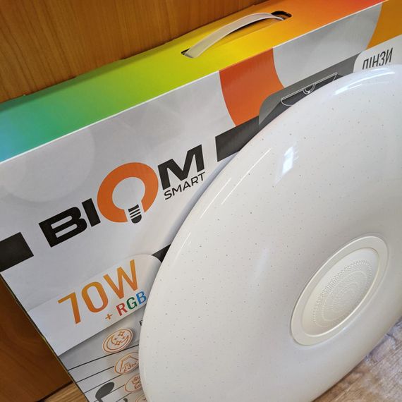 Світильник світлодіодний Biom SMART 70Вт музичний 3000-6000K+ RGB з RF д/у + Bluetooth APP | Зображення 2