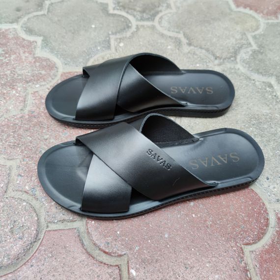 Чорні чоловічі шльопанці з шкіри 40 42 43 розмір | Зображення 3