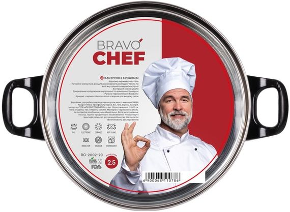 Каструля Bravo Chef 18 см (1.6 л) з бакелітовими ручками | Зображення 5
