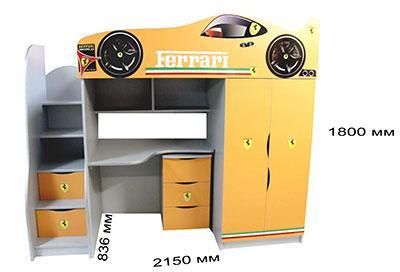 Детская кровать-комната Bed-Room №1 Ferrari графит, спальное место 1700х800 мм | Зображення 8