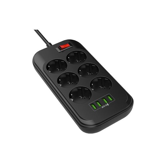 Мережевий фільтр живлення ColorWay CW-CHE64B, 6 розеток/4USB Black (CW-CHE64B) | Зображення 2
