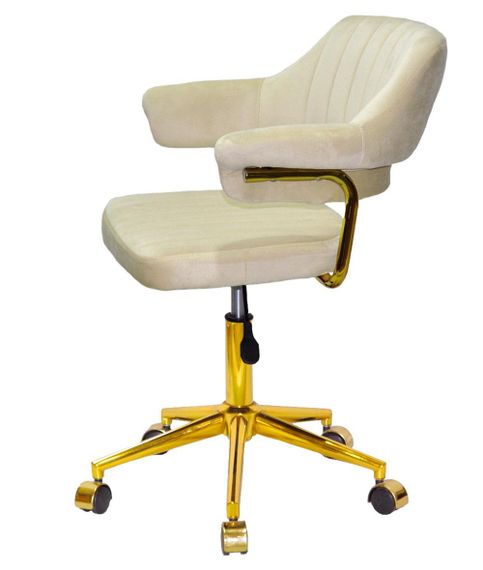 Крісло з підлокітниками Jeff GD-Modern Office велюр бежевий B-1032 на золотій нозі-хрестовині з колесиками