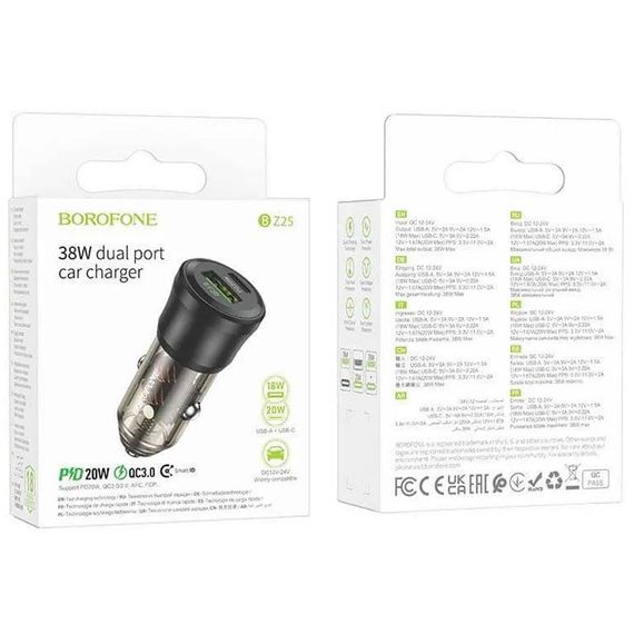 АЗП Borofone BZ25 Journey PD38W (1C/1A) Transparent black | Зображення 2