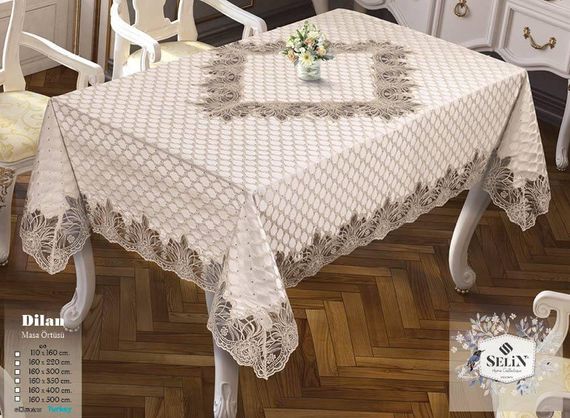 Скатерть жаккардовая Selin Dilan 160х220 см, кремовая