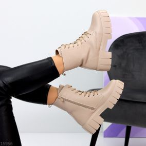 Круті зимові бежеві шкіряні черевики берці супер ціна