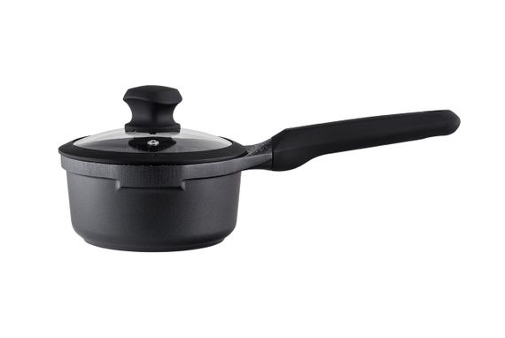 Ковш кухонный Vinzer Kuro 50426, 1.2 л, 16 см, алюминиевый с антипригарным покрытием и крышкой | Зображення 1