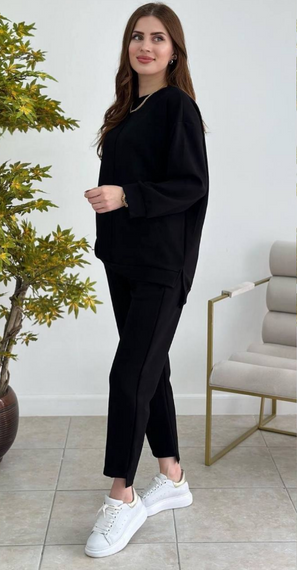 Жіночий спортивний костюм прогулянковий світшот і штани SG953 колір чорний, розмір 42/44 | Зображення 1