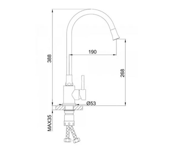 Змішувач для кухні WEZER з гнучким виливом EKO4E-01-BLACK | Зображення 3
