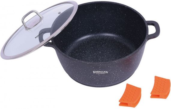 Кастрюля с антипригарным покрытием Bohmann BH 7350-32 MRB с двойным дном из литого алюминия каструля з кришкою | Зображення 1