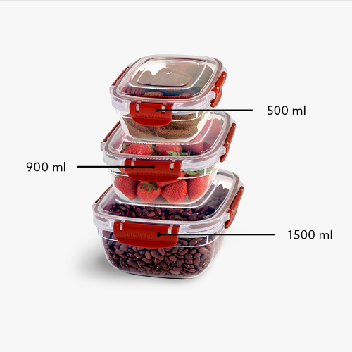 Набір контейнерів для харчових продуктів 0,5л/0,9л/1,5л Fresh Box ELIF