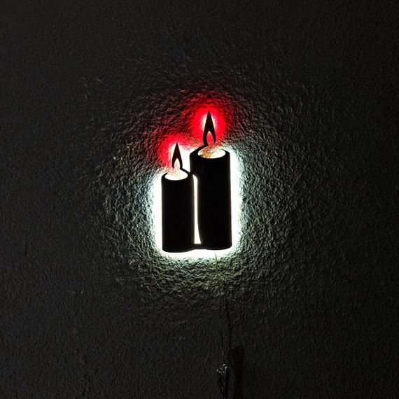 Панно декоративне картина на стіну Свічка LED підсвітка 140х285 acr-p000261