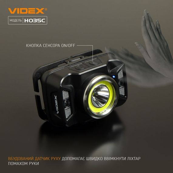 Налобний світлодіодний ліхтарик H035C VIDEX 410Lm 5000K ((ЗАРЯДЖАЄТЬСЯ ВІД USB)) | Зображення 3