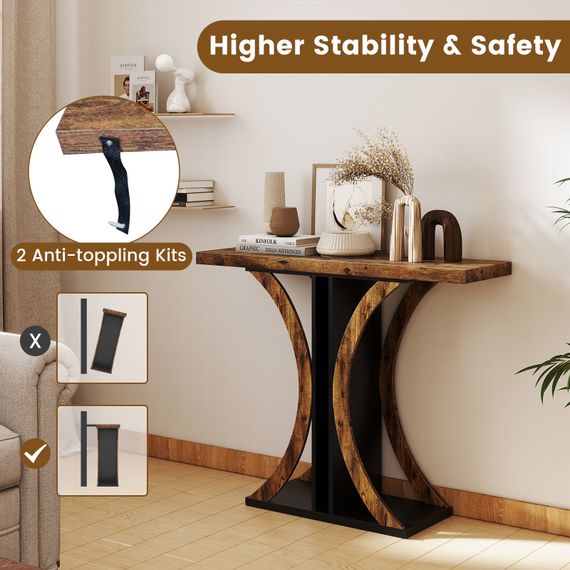 Стіл-консоль Costway SlimConsole у передпокій лофт коричневий | Зображення 9