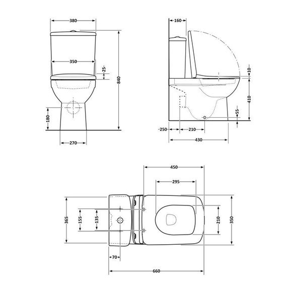 Унитаз-компакт Qtap Kalao безободковый с седалием Soft-close QT08221213AW | Зображення 1