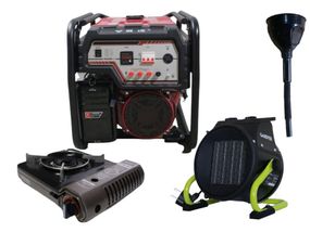 Бензиновий генератор EF Power 5,0/5,5 кВт, однофазний, ручний запуск + газова плитка Orcamp CK-505 + електричний обігрівач Gardyer HE2000 та лійка (KYH6500S-IV(K))