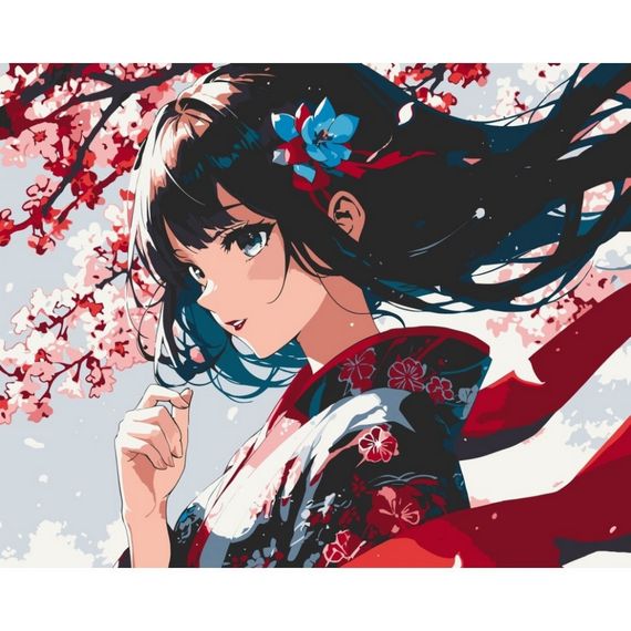 Картина по номерам "Девушка с сакурой" 16107-AC 40x50 см