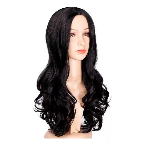 Перука хвиляста без чубчика з проділом 65 см Брюнетка | Зображення 3