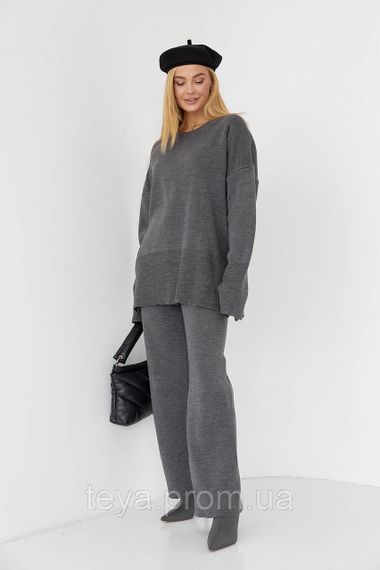 В'язаний брючний костюм oversize колір темно-сірий розмір S FL_000821 | Зображення 5