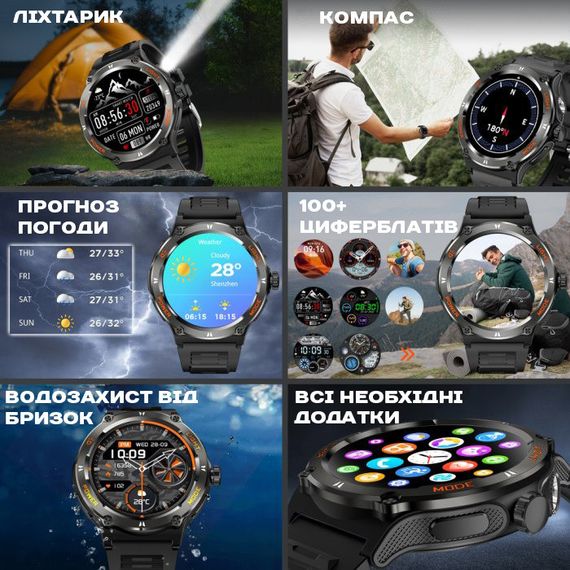 Smart Advanture Steel Black з компасом, 2 ремешка | Зображення 4