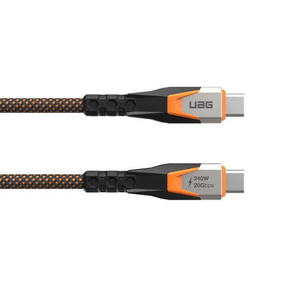 Дата кабель USB-C to USB-C 0.75m v3.2 240W Rugged double braided nylon black+orange UAG (9B4415114097) | Зображення 3