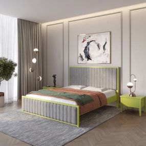 Односпальне дерев'яне ліжко Mebigrand Відень Лайм (S3050G70Y)/Аляска 93 (Сірий) 80х190 см (MBG-10479)